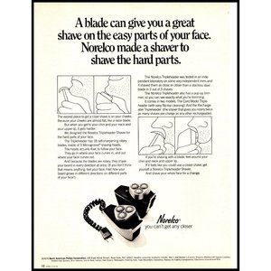 1970 Norelco Tripleheader Electric Razor Vintage Print Ad Shaving Wall Art 10x13